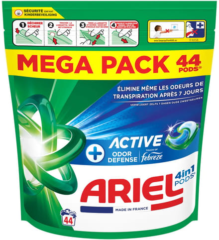 Ariel 4in1 Wasmiddel Pods Actieve Geurbestrijding 44 stuks