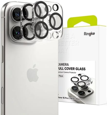 Ringke Full Cover Glass - Camera Protector Geschikt voor Apple iPhone 16 Pro / 16 Pro Max - Tempered Glass - Case Friendly - 2-Pack