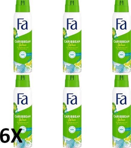 Fa Deospray Caribbean Lemon  - Deodorant - 6x 150 ml - Voordeelverpakking