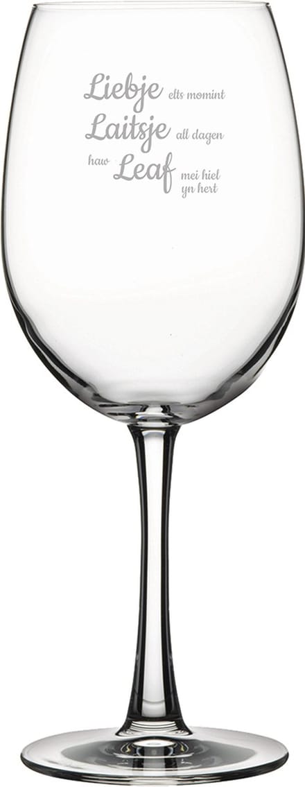Rode wijnglas gegraveerd - 58cl - Liebje Laitsje Leaf