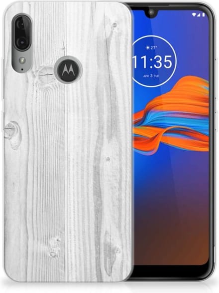 Back Cover voor Motorola Moto E6 Plus Bumper Hoesje White Wood