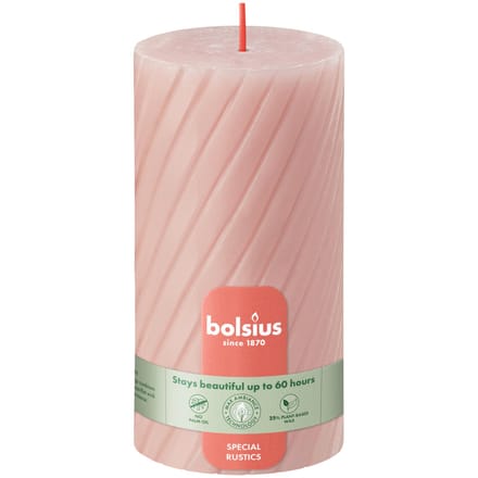 Bolsius - Rustiek Twist Stompkaars - Misty Pink - 130/68mm