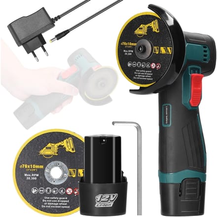Outil de meulage électrique de 3 pouces, moteur à brosse, rectifieuse d'angle multifonctionnelle, portable au lithium 2pcs batteries EU Plug multicolore