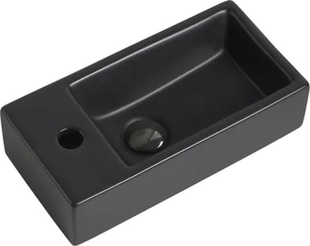 Fontein Mia 40.5x20x10.5cm mat zwart inclusief afvoerplug links