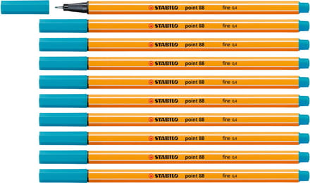 STABILO point 88 - Premium Fineliner - Fine 0,4 mm – Licht Blauw– Doos 10 stuks