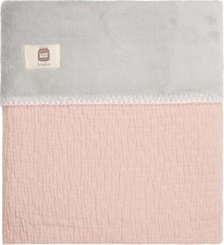 Koeka Wiegdeken Elba Teddy - dusty pink/silver grey 75x100cm