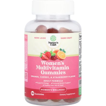 Nature'S Craft, Multivitamine Gummies voor Vrouwen, Sinaasappel, Kers & Aardbei, 90 Gummies