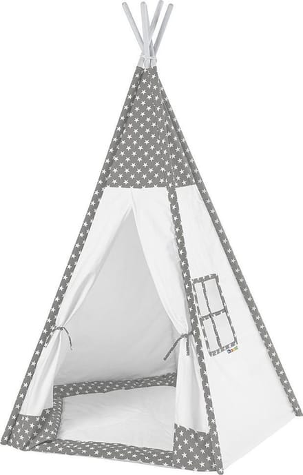 howa Tipi  Wigwam "Toni" met Vloermat - Speeltent wit / grijs 8512