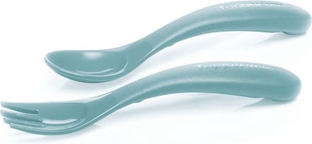 Tupperware babybestek (vork en lepel) — lichtblauw