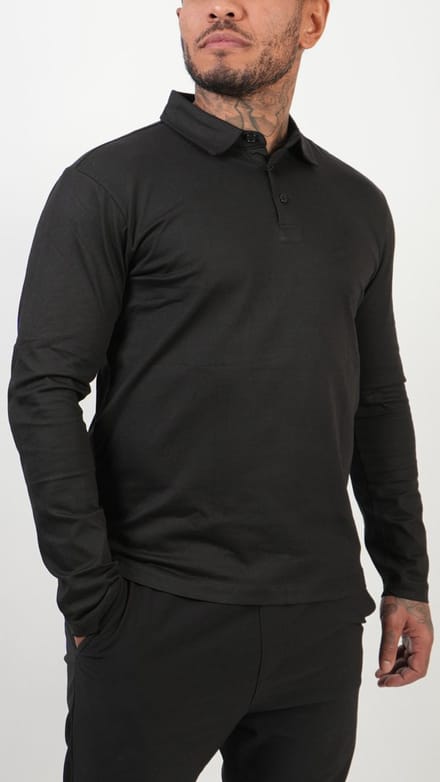 BASKO - POLO - LANGE MOUW - ZWART - MAAT M