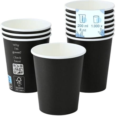 GGM Gastro (1000 Stück) Pappbecher - 200ml - Ø 80mm - Schwarz