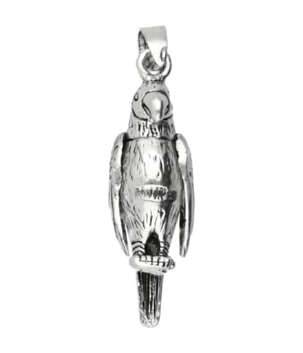 Zilveren Papegaai bewegend ketting hanger