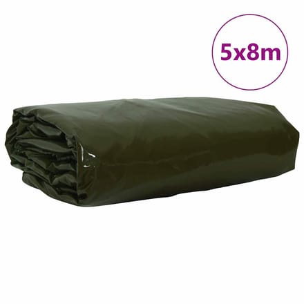 vidaXL - Zeil - 650g - / - m² - Olijfgroen - 5 - x - 8 - m - Canvas - met - PVC-coating