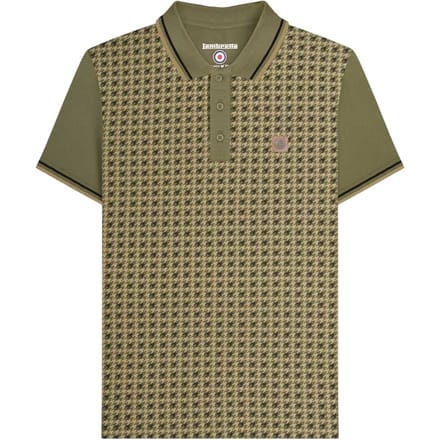 Lambretta Heren Houndstooth Polo Shirt (Khaki Groen)