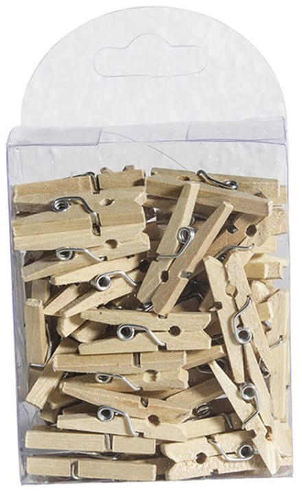 Chaks Hobby mini wasknijpers - 50x - naturel - hout- 2,5 cm