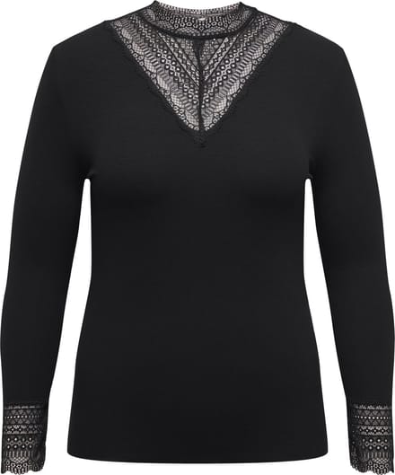 ONLY CARMAKOMA - CARTILDE RIB LACE L/S TOP JRS NOOS - Dames - Tops