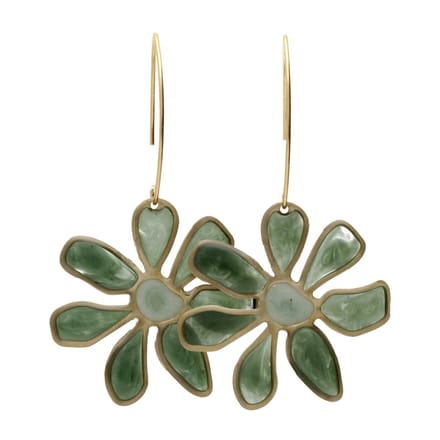 Bela Donaco - Oorbellen – Resin Art – Messing – Groene bloemen