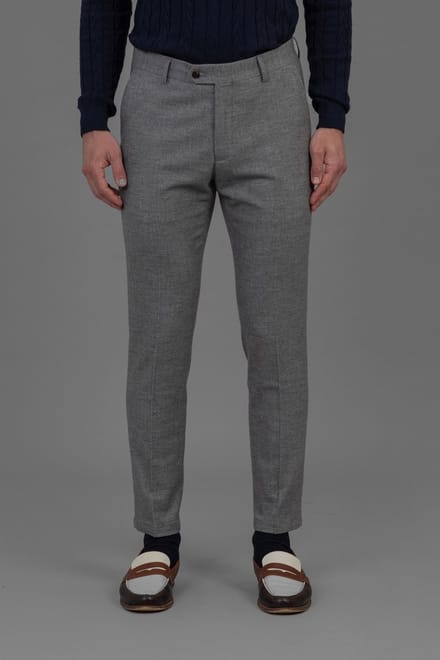 Laurent Vergne - Heren - Broek - Grijs - flanel - maat 46 - Slim fit