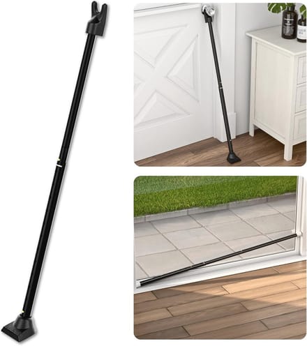 Verstelbare deur- en schuifdeurbeveiligingsbalk - Heavy Duty, 2-in-1, Zwart