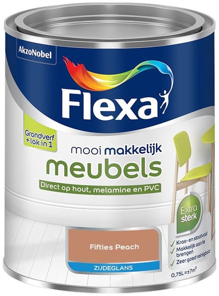 Flexa - Mooi Makkelijk Meubels Zijdeglans - Fifties Peach - Mengverf - 750 Ml