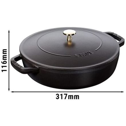 STAUB BRAISERS - Sauteerpan met Chistera Drop Structure - 240mm - Gietijzer - Zwart