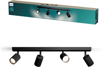Philips Wyatt Opbouwspot - LED GU10 fitting - Richtbaar - 4 lichtpunten - ClickFix - Zwart