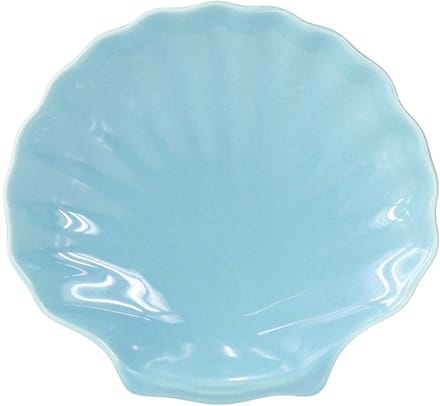 Schelp bord maritiem kom keramiek blauw wit 14cm 3st