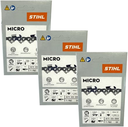 Stihl 3x 1/4" Picco Micro 3 (PM3) zaagketting 30 cm 1/4" P 1,1 mm 64 TG 3 stuks ( 3x 36700000064 )