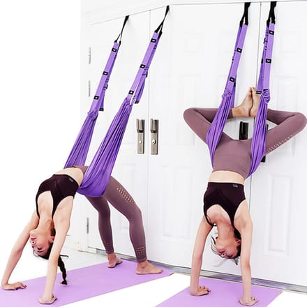 Deur Been Stretcher met Lussen Lage Rug Handstand Trainer Elastische Stretch Strap voor Ledemaat Spier Oefening Paars paars