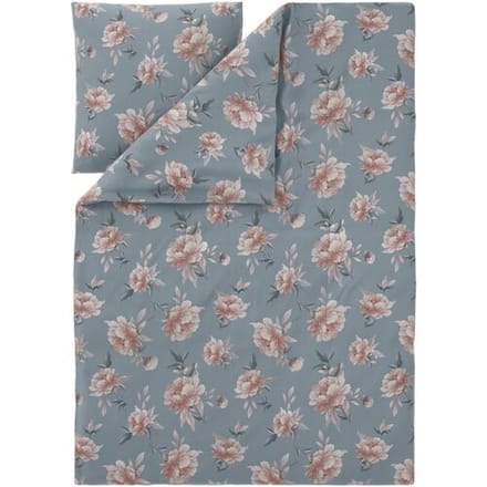 LIVARNO Renforcé-beddengoed, 140 x 200 cm (bloemen/ blauw)