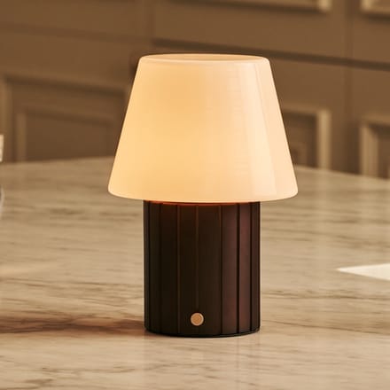 Tavellio Lex Oplaadbare Tafellamp – H22 – Hout en Glas – Donkerbruin