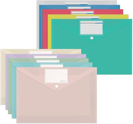 Dailygoods- Documentenmap A4 - 10 Stuks - Drukknop - Transparant - Waterdicht - Hoogwaardig PP - 32 x 23 cm - Documententas