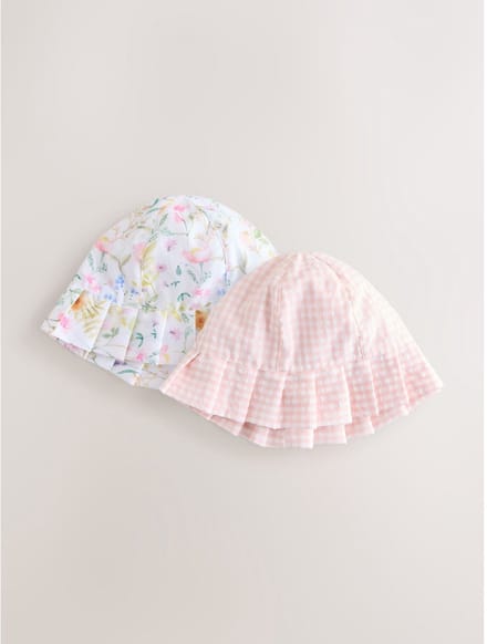 Next - Meisjes - Baby geweven bucket hoeden 2 stuks - Groen