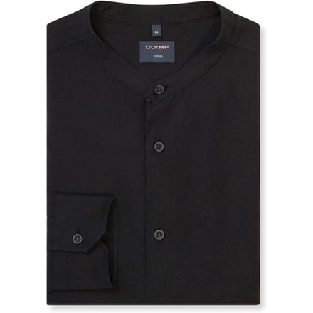 OLYMP Casual Overhemd, Regular Fit, Opstaande kraag, Zwart