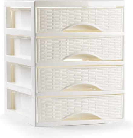 Plasticforte Ladeblokje/bureau organizer met 4x lades - ivoor wit - L18 x B21 x H23 cm