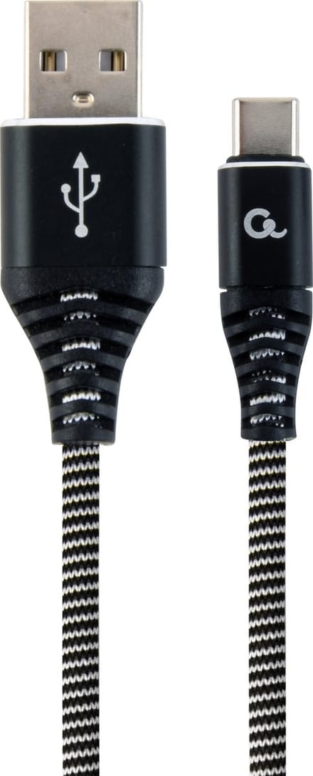 Premium USB-C laad- & datakabel zwart/wit 2 meter