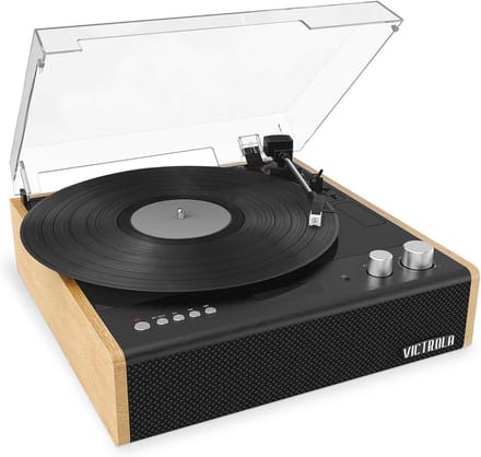 Dual Bluetooth Platenspeler - Vinylplatenspeler met 3 Snelheden en Ingebouwde Luidsprekers, Zwart