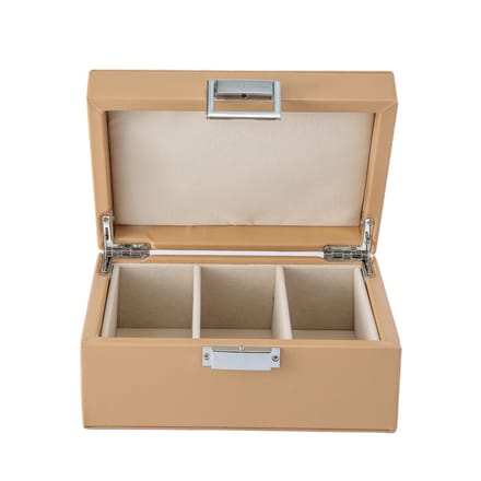 Emilie collection - horlogedoos - beige - luxe opbergdoos voor 3 horloges - maat small