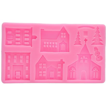 Doe-het-zelf Kasteelhuis Kerstboom Siliconen Vorm Cake Chocolade Decoratieve Klei Vorm Keuken roze