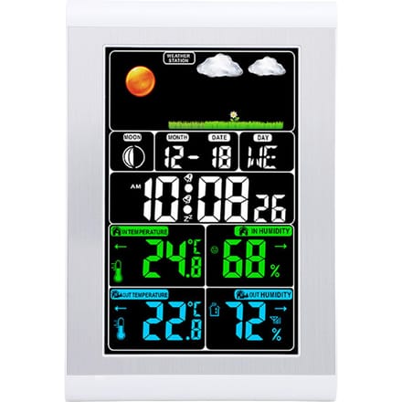Weerklok Wand Digitaal Display Tuinmonitoring Binnen Buiten Temperatuur Vochtigheidsmeter white