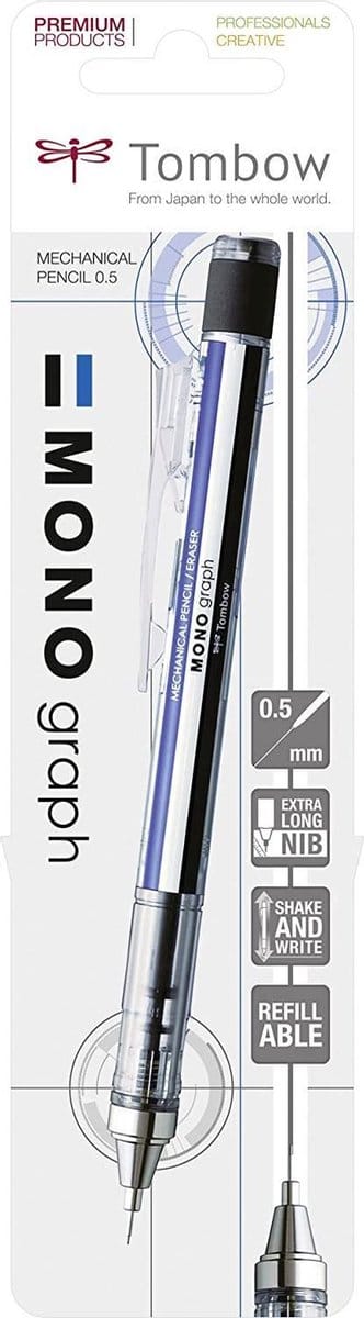 Tombow Monograph - Vulpotlood - 0,5mm - Blauw/Wit/Zwart - Blister