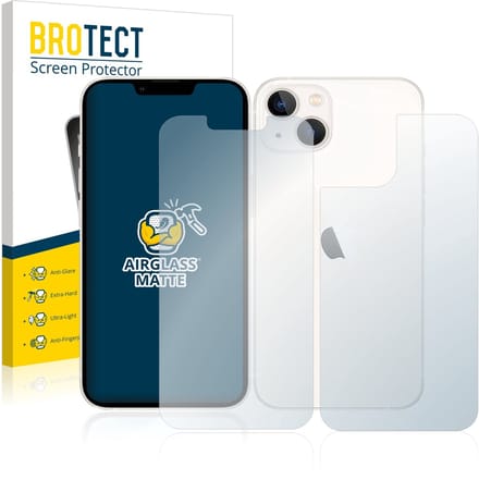 BROTECT - Screenprotector voor Apple iPhone 13 (Voor+Achter) - Folie Beschermfolie Beschermglas matte
