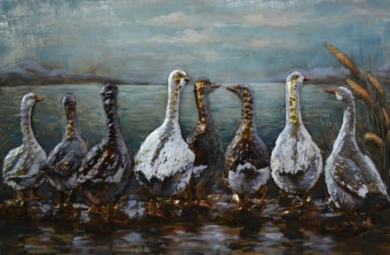 Schilderij - metaalschilderij -Ganzen 80x120cm