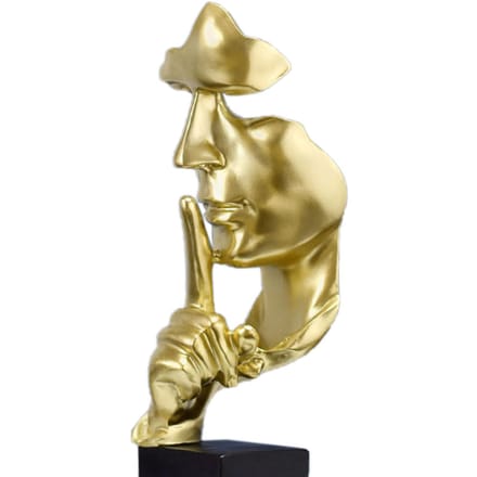 Denker Standbeeld Levendige Vorm Compacte Synthetische Hars Aantrekkelijke Decoratieve Stilte is Goud Figuur