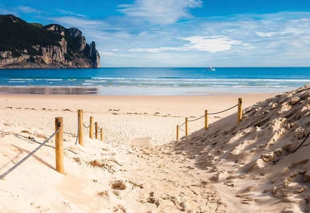 Fotobehang Beach Path Nature Sea SandCliff | PANORAMIC - 250cm x 104cm | 130g/m2 Vlies
