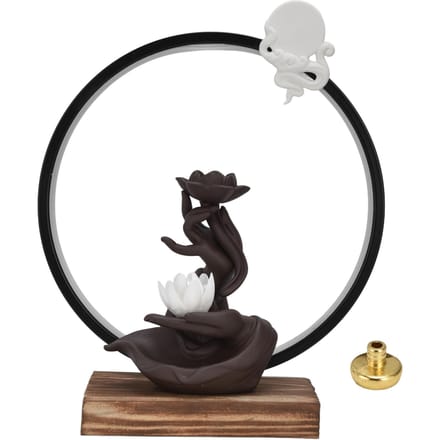 Brûleur d'encens USB à LED en forme de main de Bouddha, support d'encens décoratif pour la maison