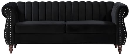 Vente-unique Driezits-Chesterfield-bank van zwart velours TRUMBO