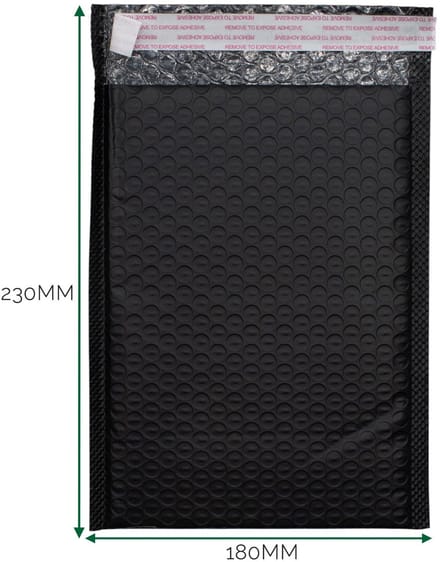 Black Poly Bubble Envelope (180x230+40mm)