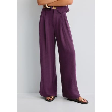 Stradivarius Rustieke wide leg pantalon met verstelbare knopen  Paars 36