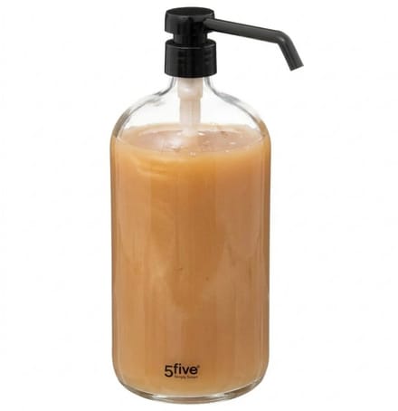 5Five Zeeppompje/dispenser - glas - transparant - 900 ml - navulbaar - badkamer - keuken - toilet